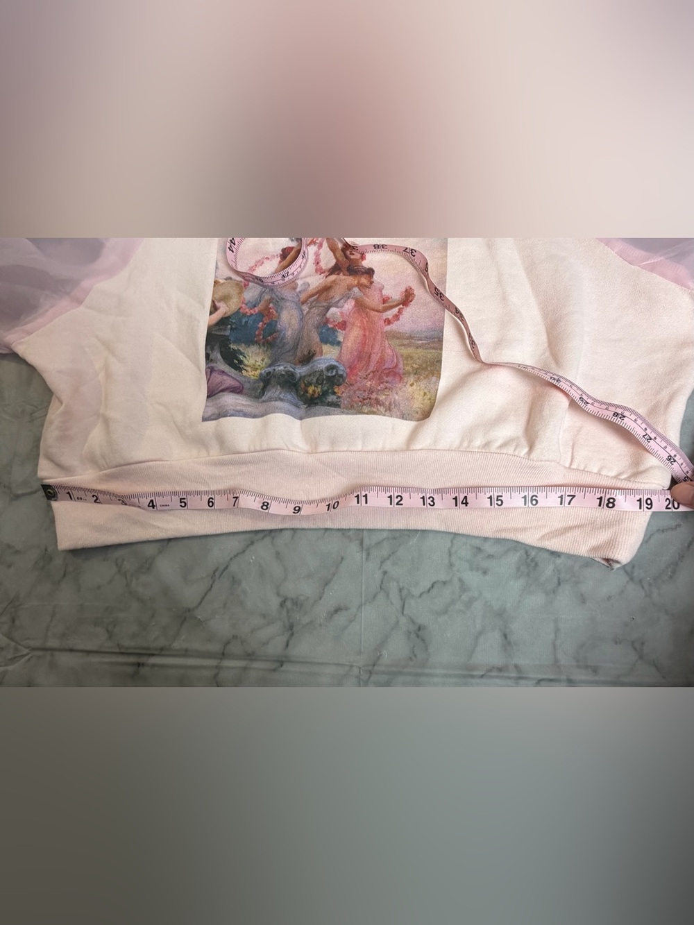 Selkie Pink Puff Sleeve Sweatshirt Romantic Art Print Coquette Fairycore Size L - Picture 14 of 16